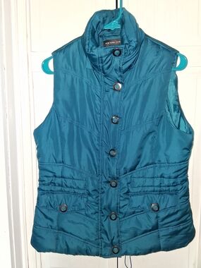 New York & Company Teal Puffer Vest - Sleeveless Jacket